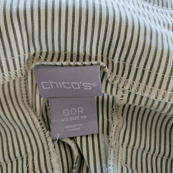 Chico's women's green striped pullon stretch pants size 2R - Picture 8 of 8